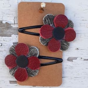 Flower Hairclips. Handmade Cowhide & Leath…